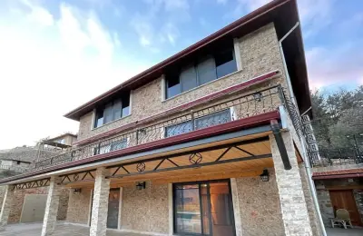 5+2 Luxury Detached Stone Mansion with 839 m² Plot Built with Tosmur Stone in Alanya