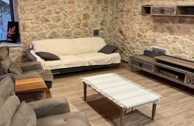 5+2 Luxury Detached Stone Mansion with 839 m² Plot Built with Tosmur Stone in Alanya