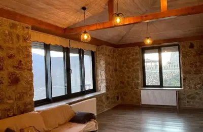 5+2 Luxury Detached Stone Mansion with 839 m² Plot Built with Tosmur Stone in Alanya
