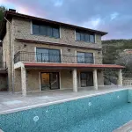 5+2 Luxury Detached Stone Mansion with 839 m² Plot Built with Tosmur Stone in Alanya