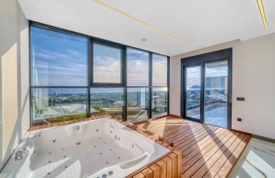 Full Sea & Castle View 4+1 Smart VIP Villa with Private Jacuzzi in Alanya Kestel