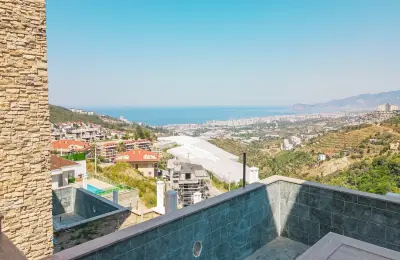 Ultra-Luxury 3-Story Detached Villa with Unobstructed Sea & Castle Views Eligible for Citizenship in Kargıcak, Alanya