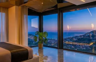 Luxury 3+1 Sea View Twins Villas for Sale in Alanya Bektas with Private Infinity Pool