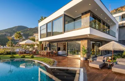 Luxury 3+1 Sea View Twins Villas for Sale in Alanya Bektas with Private Infinity Pool