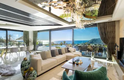 Luxury 3+1 Sea View Twins Villas for Sale in Alanya Bektas with Private Infinity Pool