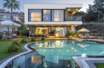 Luxury 3+1 Sea View Twins Villas for Sale in Alanya Bektas with Private Infinity Pool