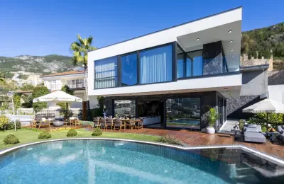 Luxury 3+1 Sea View Twins Villas for Sale in Alanya Bektas with Private Infinity Pool
