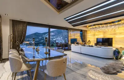 Luxury 3+1 Sea View Twins Villas for Sale in Alanya Bektas with Private Infinity Pool