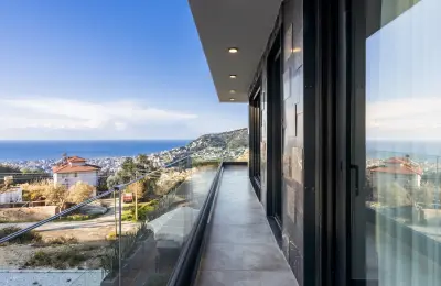 Luxury 3+1 Sea View Twins Villas for Sale in Alanya Bektas with Private Infinity Pool