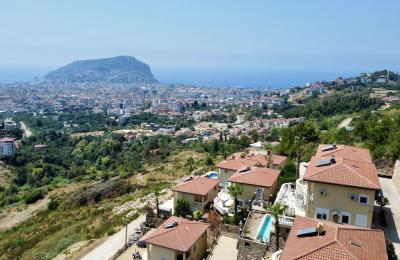 Panoramic Sea & City View Villa for Sale in Alanya Tepe – Diamond Garden Complex