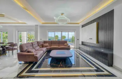 Sovereign 5+1 Triplex Eco-Luxury Mansion in Alanya Tepe with Panoramic Sea & Castle Views