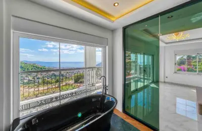 Sovereign 5+1 Triplex Eco-Luxury Mansion in Alanya Tepe with Panoramic Sea & Castle Views