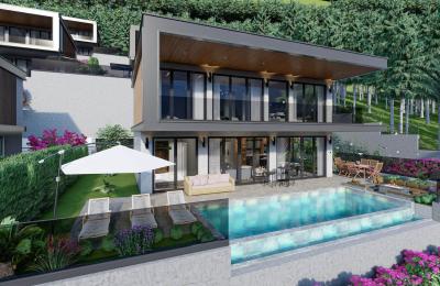 8+1 Smart Triplex Villas with Infinity Pool & Panoramic Sea Views in Alanya Tepe
