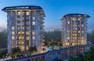 Sea View Luxury Apartments for Sale near Cleopatra Beach Alanya 580m to Sea