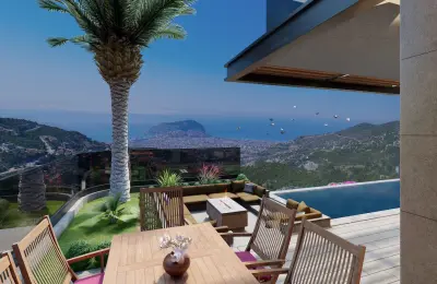 Panoramic 8+1 Triplex Luxury Villa for Sale in Tepe Bektas Alanya